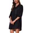 thumbnail image 4 of BLUSA CASUAL DE MANGA LARGA CON CUELLO CAÍDO Y BOTONES PARA MUJERES INSPIRADA EN CHIC, SIN ARRUGAS, COLOR NEGRO, 4 of 5