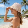 thumbnail image 2 of Summer Sun Hat for Women Solid Color Pleated Slouchy Crinkle Patchwork Wide Brim Cap Sun Protection Cap, 2 of 5