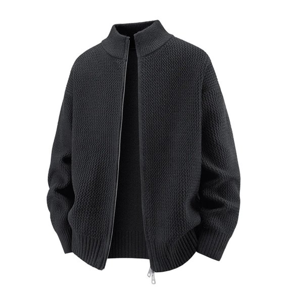JTieacloth Long Sleeve Sweaters Men's Sweater Coat Winter Warm Knit Cardigan Long Sleeve Stand Collar Casual Outwear Stylish Pullover For Fall And Spring(Black)