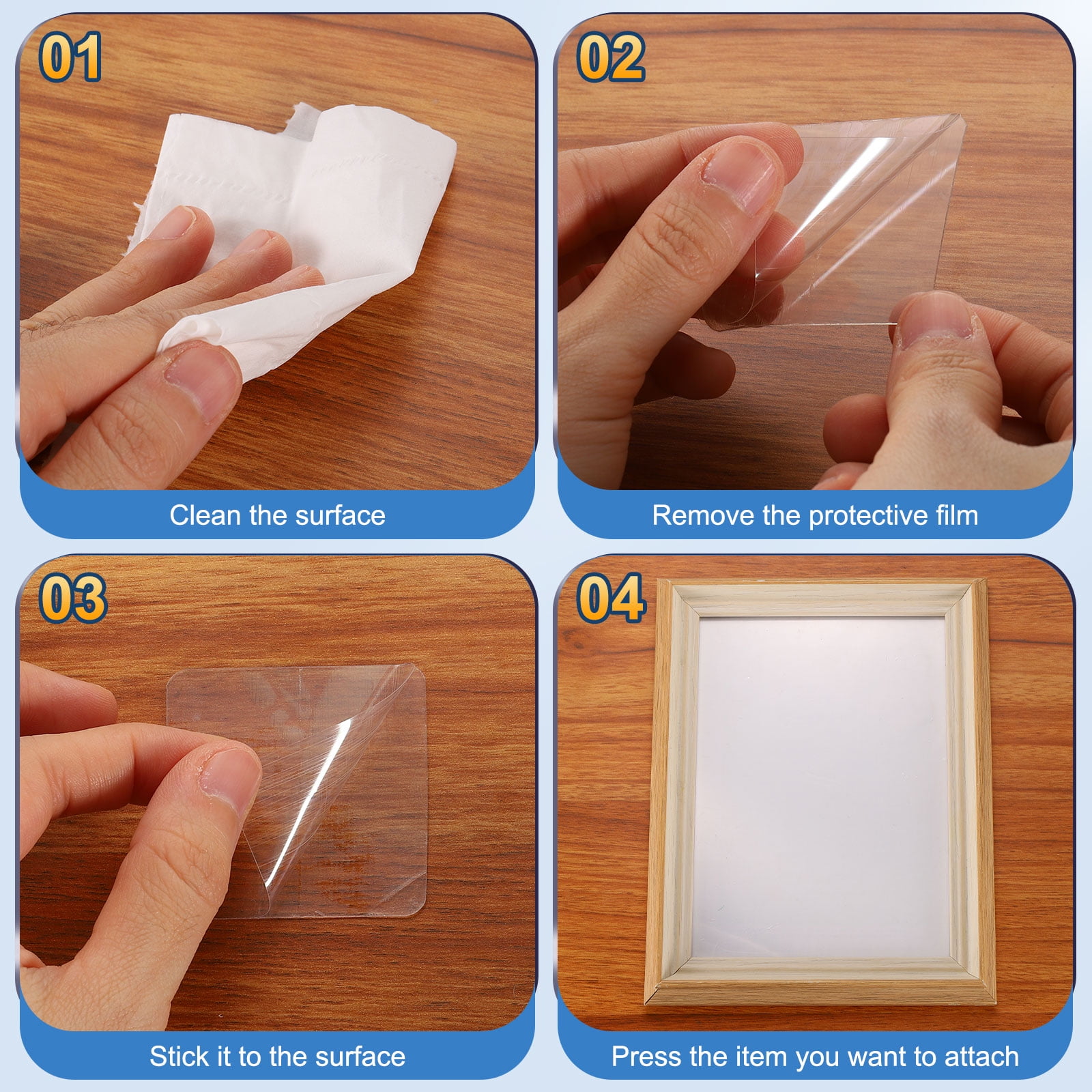 Uxcell Clear Double Sided Adhesive Pads, 2.36'' x 2.36'' Square Pre-Cut Mounting Tape Waterproof Removable Strong Sticky Gel Tape for Walls Hanging, 150 Pcs