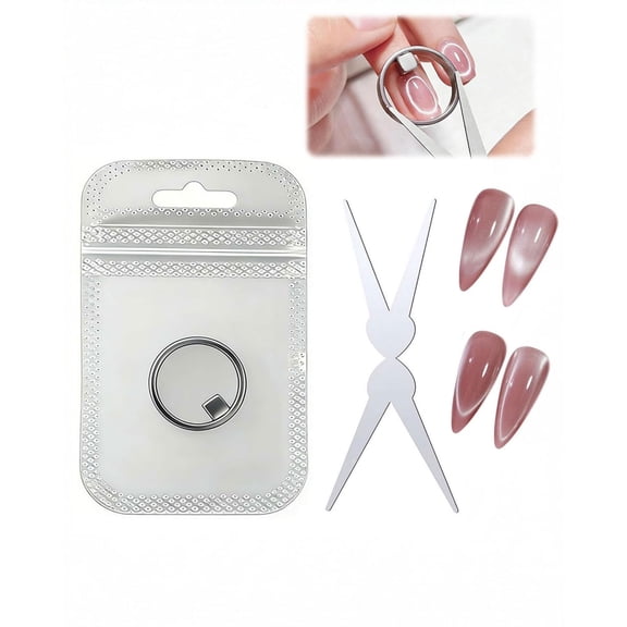Ring Cat Eye Nail Magnet, 3-in-1 Magnetic Tool for DIY Nail Art Beginners
