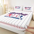 thumbnail image 3 of Manfei Sport Fitted Sheet Full, Baseball Gaming Bed Set, Red Navy White 3pcs, 1 Fitted Sheet and 2 Pillowcases, 3 of 6