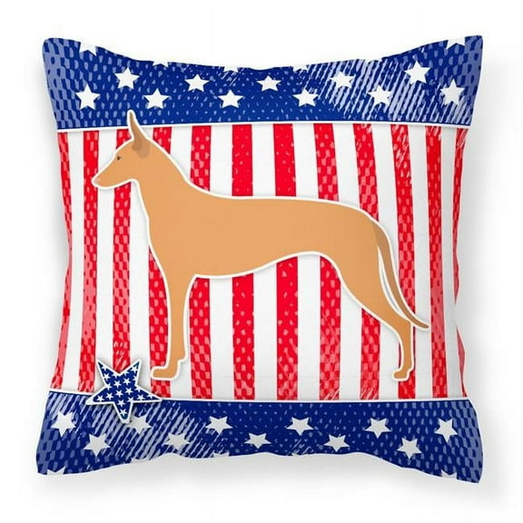 Caroline's Treasures BB3288PW1818 USA Patriotic Pharaoh Hound Fabric Decorative Pillow , 18H x18W, multicolor