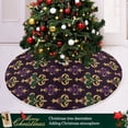 thumbnail image 3 of Yayeee Christmas Tree Skirt 47 inches for Xmas Tree Holiday Party Decoration, Gold and Purple Floral Pattern, 3 of 6