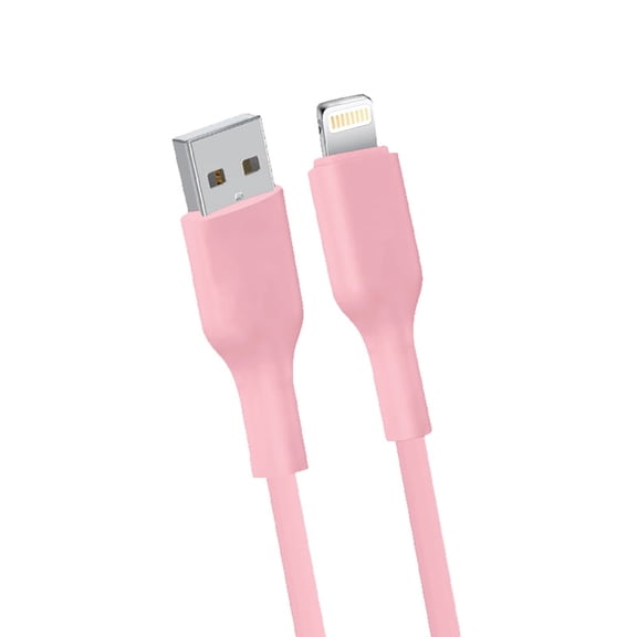 USB A to USB L iPhone Fast charging silicone data Cable (12W), 3.28ft,Compatible with iPhone14/13/12/11/Xr/Xs/Xs Max/8 Plus/8Pink