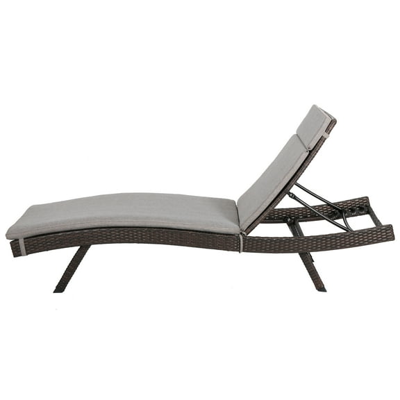 Anthony Outdoor Wicker Adjustable Chaise Lounge with Cushion, Multibrown, Charcoal