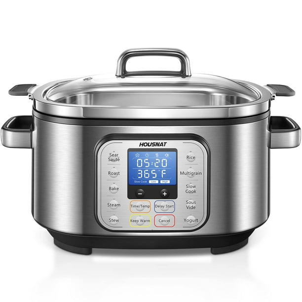Olla de cocción lenta HOUSNAT 10 en 1 programable de acero inoxidable de 6 litros