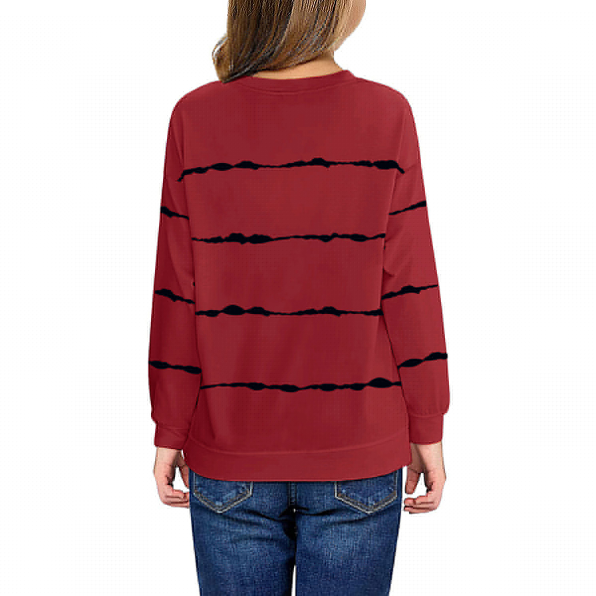 thumbnail image 2 of Langwyqu Girls Kids Crewneck Long Sleeve Pullover Tops Spring Fall Stripe Tops for 4-15 Years, 2 of 5