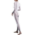 thumbnail image 4 of Zaldita Women's Shiny Spandex Unitard High Neck Long Sleeves Ankle Length Leotard Jumpsuit White One Size, 4 of 4