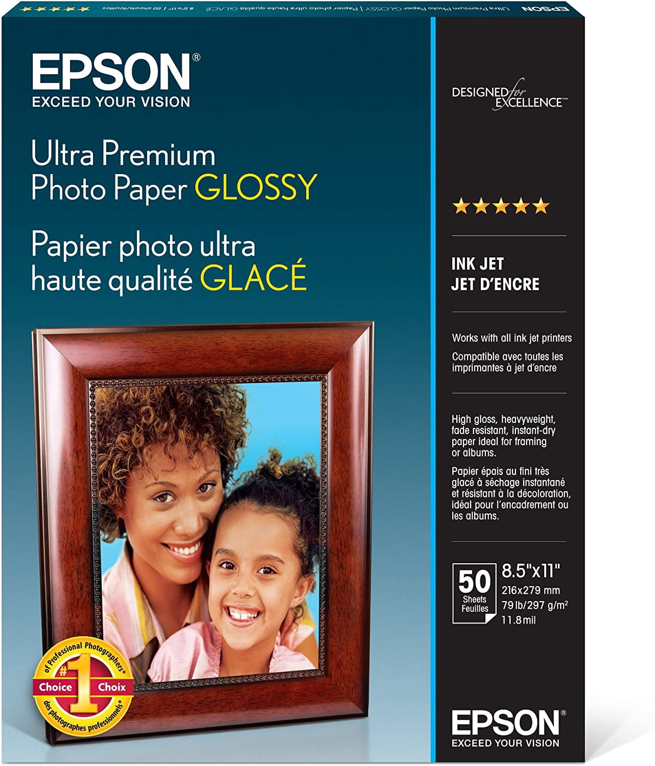 Epson Glossy Photo Paper, 8.5 x 11, High-Quality Printing, Glossy
