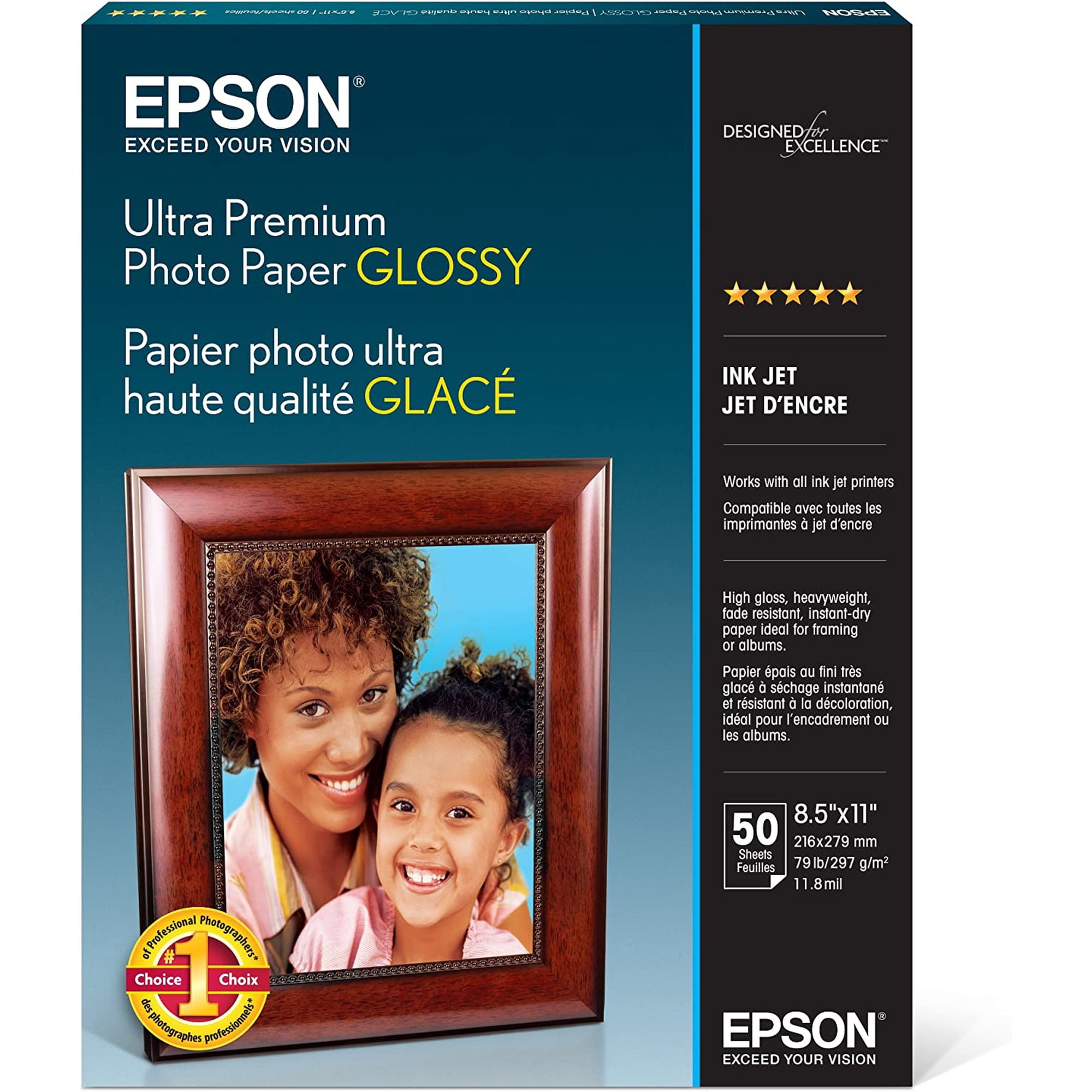 Epson Ultra Premium Photo Paper Glossy, 8.5" x 11", 50 sheets