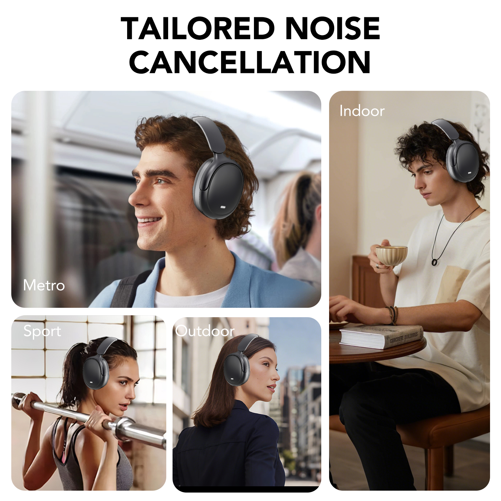 IKT Hybrid Active Noise Cancelling Headphones, 50H Battery photo 5