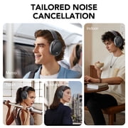 Hybrid Active Noise Cancelling -45dB, Bluetooth Headphones 5.4, 50H Playtime Earbuds, Clear Call with 4 Mics, Bass Boosted by 90%, Comfort Fit Over Ear Headphones for Travel Home Office PC Black
