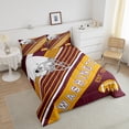 thumbnail image 4 of YST Football City Full Bed Comforter Set American Football Bedding Birthday Gifts for Men Kids Sports Football Fans Comforter Set Geometry Striped Quilt 3Pcs,Brick-Red Yellow(Washington), 4 of 7