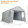 thumbnail image 2 of 12'x12' Heavy-Duty Outdoor Storage Shed with Roll-up Zipper Door | Waterproof Storage Tent Shelter | Car Canopy Portable Shelter for Motorcycle, Bike, Garden Tools, Grey, 2 of 8
