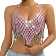 thumbnail image 2 of WHLBF Womens Tank Tops Plus Size Sleeveless Sequin Nightclub Metallic Camisole Pink Free Size, 2 of 9