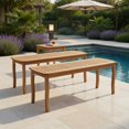 thumbnail image 4 of Hommoo Acacia Wood Outdoor Patio Dining Bench Set, 2-Piece 48" Long Slatted Garden Bench for Backyard, Deck or Entryway, Natural, 4 of 6