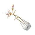 thumbnail image 2 of Kearding Estatuilla de flor de cristal transparente con adorno de tallo de plata/metal ramos de la suerte hechos a mano decoración del hogar Type3 NO3, 2 of 6