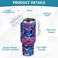 thumbnail image 4 of 40 oz Tumbler With Handle Stainless Steel Insulated Tumbler With Lid for Car Cup Holder Exquisite Floral Illustration, 4 of 9