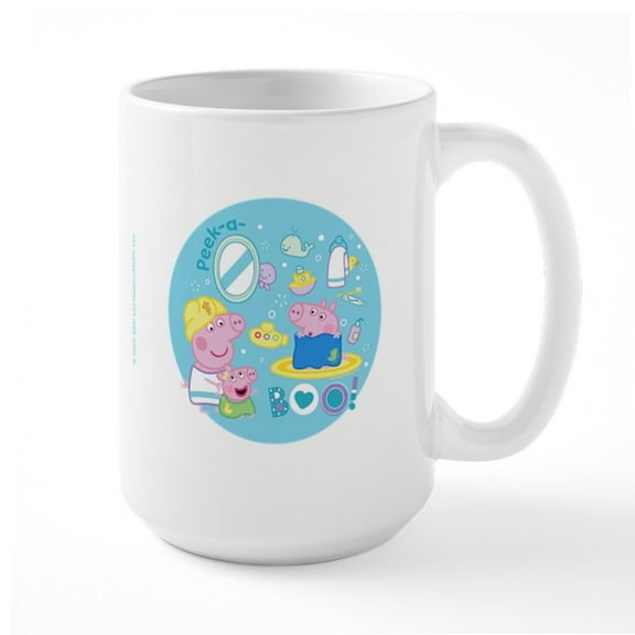 CafePress - Peppa Pig: Bath Time - 15 oz Ceramic Large White Novelty Mug
