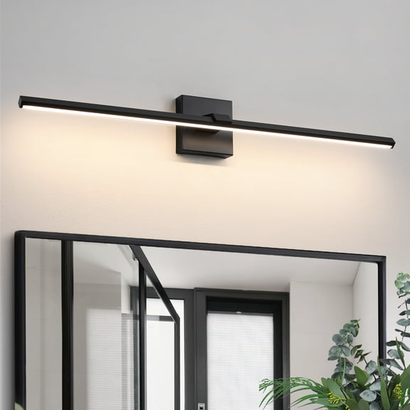 KAISITE 32 inch Modern Dimmable Integrated LED Black Bathroom Wall Sconces