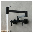 thumbnail image 2 of Wall Mount Pot Filler Faucet 3 Handle Kitchen Sink Faucet Swing Arm Folding Spout Mixer Faucet, Matte Black ,Bar Laundry RV Farmhouse, 2 of 6