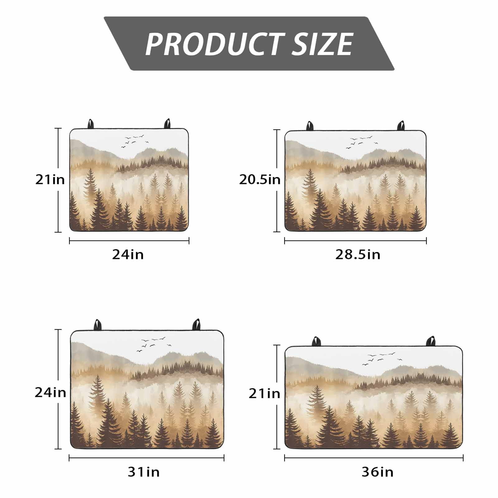 Burly Wood Trees Stove Top Cover for Electric Stove, Heat-proof & Non Slip Glass Top Stove Cover Protector, Forest Mountain Birds Retro Watercolor Kitchen Flat Cooktop Rubber Mat 24x21 Inches
