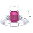 thumbnail image 5 of SuperJeweler 2 1/2 Carat Octagon Shape Created Pink Sapphire and Diamond Ring In Sterling Silver For Women, 5 of 6
