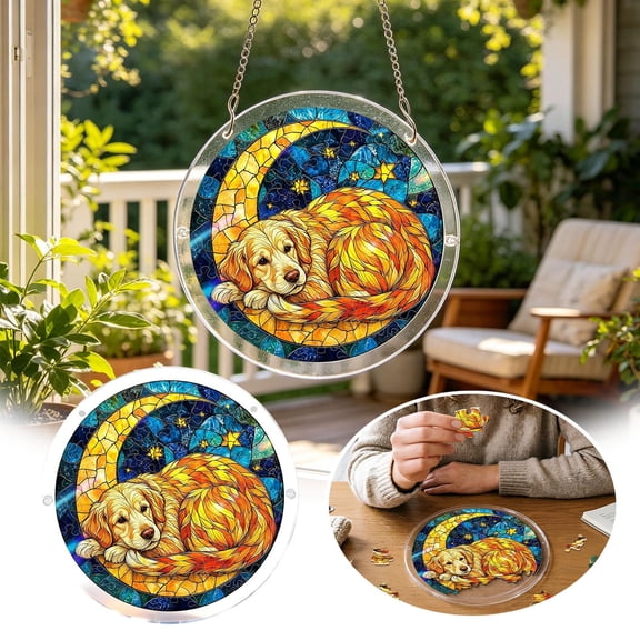 Acrylic Jigsaw Puzzle Sun-Catching Window Decoration, 7.4 Inches, Suitable For Garden Decoration, Suitable As Birthday Gifts Or Home Decorations Graduation Gift Mother'S Day Gift For Mom Home Decor