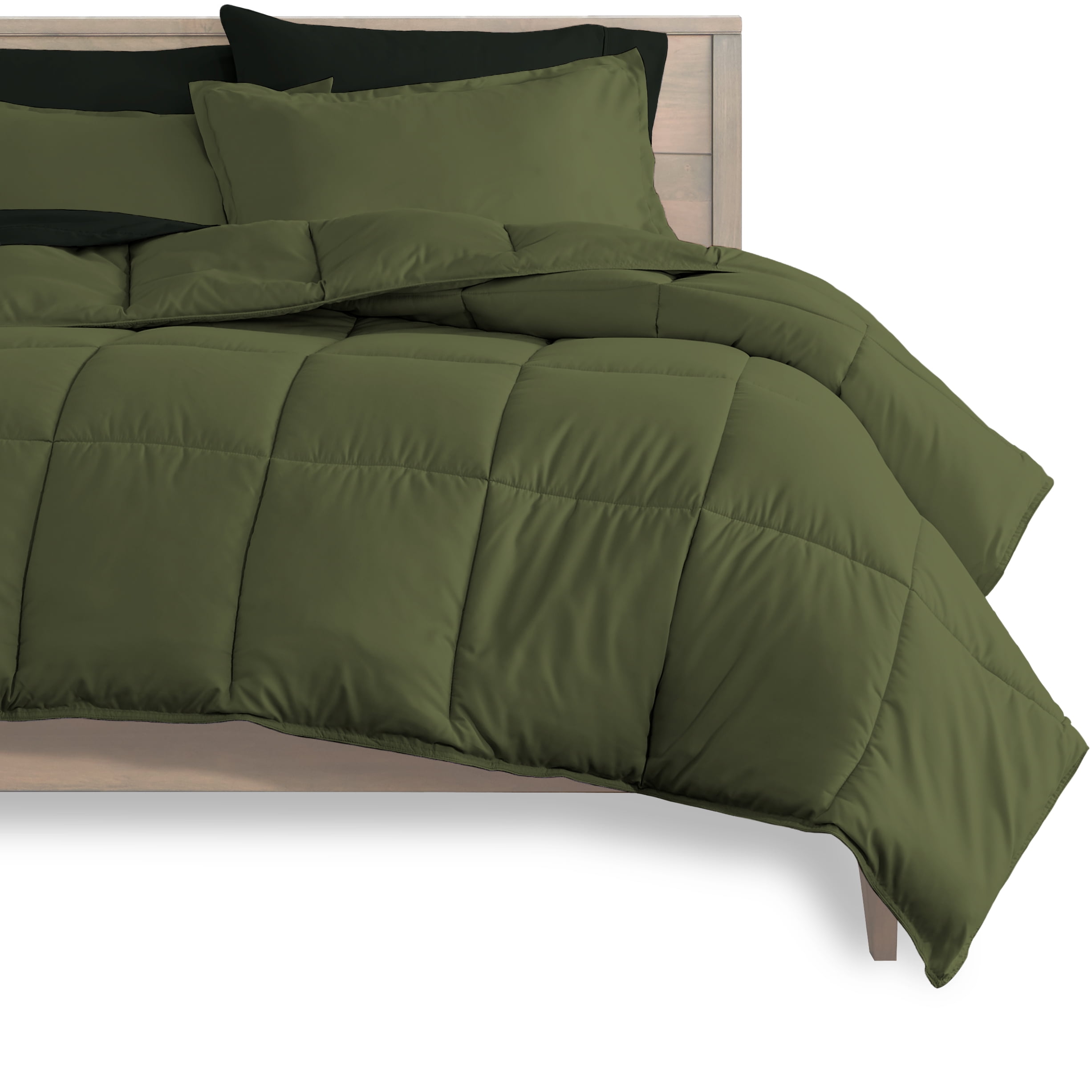 Bare Home Microfiber 5-Piece Green and Black Bed in a Bag, Twin XL