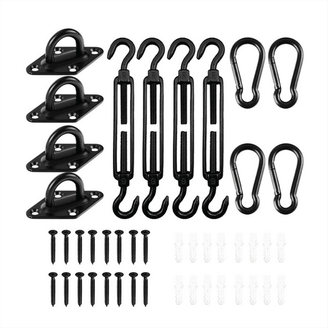 44 Pcs Kit de Matériel pour Voile d'Ombrage Triangulaire Rectangulaire, pour Patio, Jardin Extérieur
