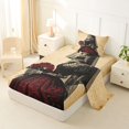 thumbnail image 2 of Homewish Antique Skeleton Bride Twin Sheets for Adults, Retro Rose Wedding Art Bedding, 3pcs, 1 Flat Sheet, 1 Fitted Sheet and 1 Pillowcase, 2 of 5