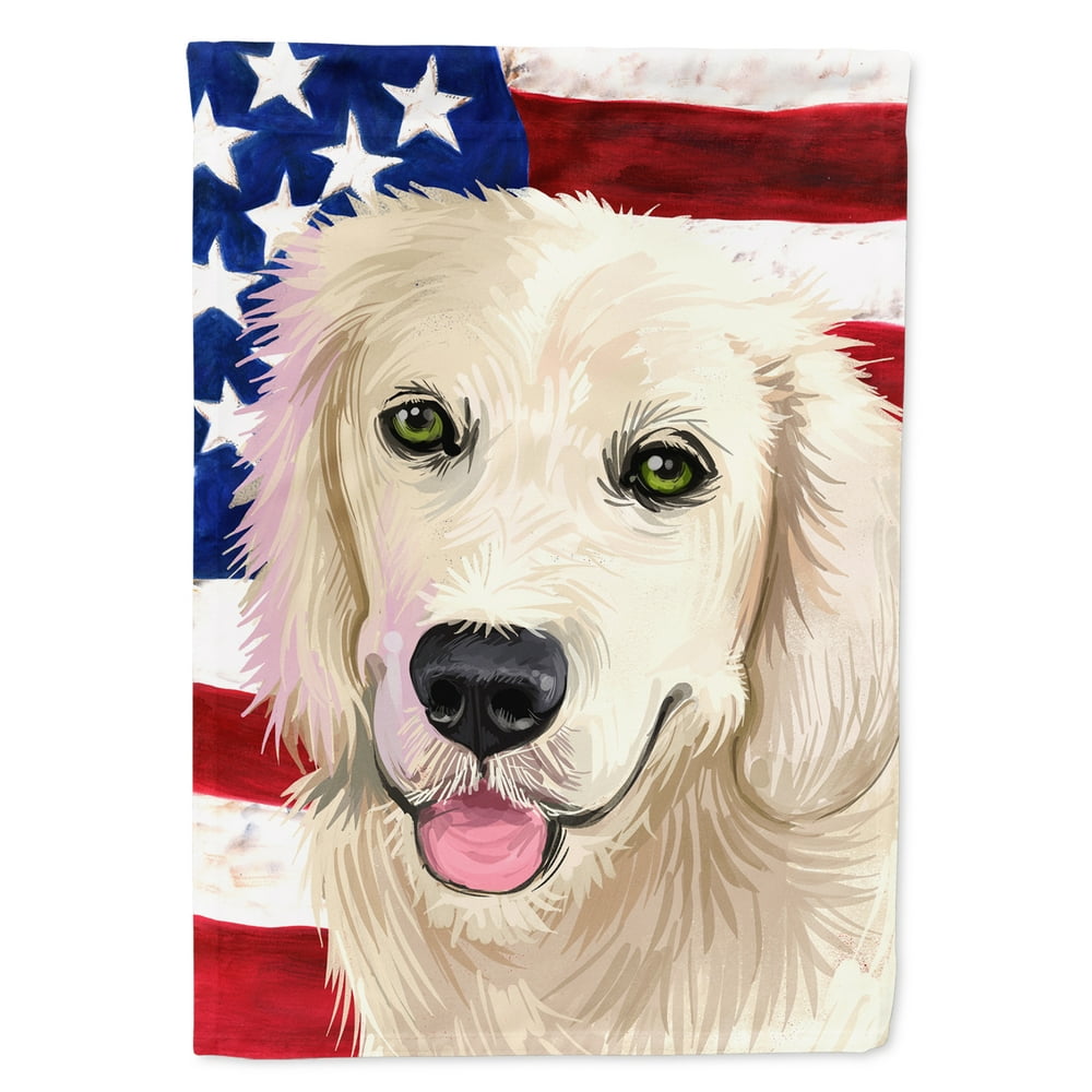 Caroline's Treasures Golden Retriever Dog American Flag Garden Flag ...