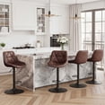thumbnail image 3 of Hawsaiy Bar Stools Set of 4, Adjustable Swivel Counter Height Bar Stools with Back, Upholstered Modern Barstools with Diamond Stitching, Brown, 3 of 11