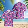 thumbnail image 2 of Netecom Hibiscus Purple Hawaiian Shirt for Men, Button Down Summer Beach Short Sleeve, Tropical Style, Sizes S-5XL, 2 of 6