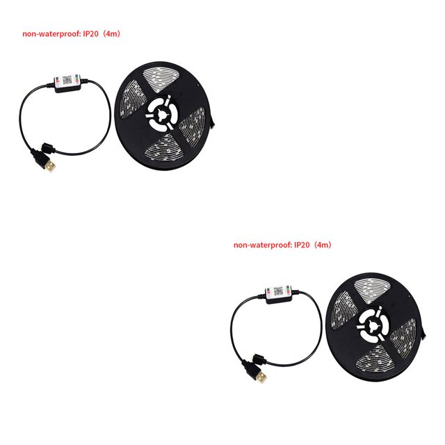 Monstrate Tira de luces RGB con aplicación de teléfono Bluetooth, tira de luces 5050 USB IP65, LED resistente al agua, decoración de fiesta en Bareboard 4m RGB 2piezas