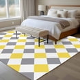thumbnail image 4 of Yellow Grey Plaid Area Rugs 8'x10', Washable Small Throw Rugs for Living Room Patio, Modern Geometric Minimalist Checkered Indoor Outdoor Rug Non-Slip Low Pile Carpet Runner Reversible Floor Mats, 4 of 8