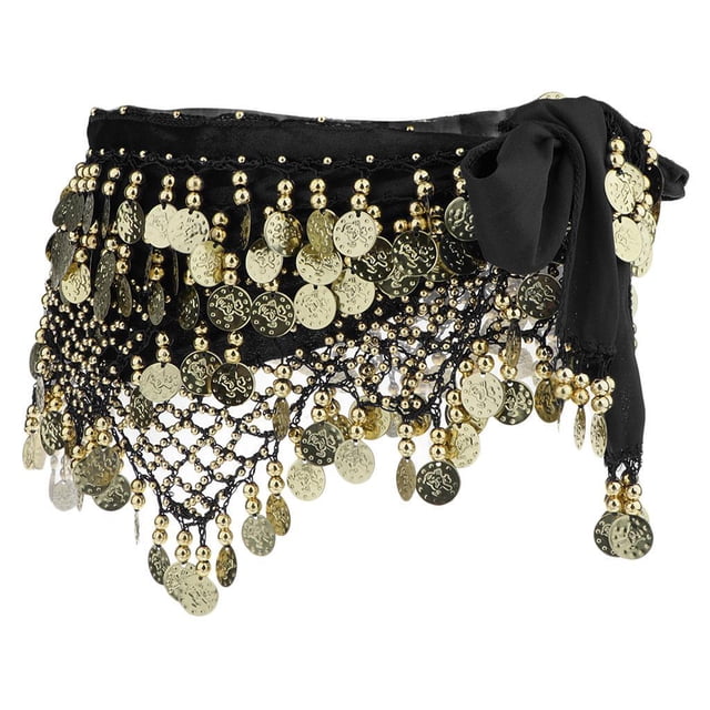 Minnieouse Cadena de cintura para danza del vientre blanca Prendas para la parte inferior del cuerpo Oro negro