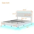 thumbnail image 5 of Queen Size Floating Bed Frame with LED Lights and USB Charging Station, Modern Platform Bed with Headboard,Wood Slats Support,No Box Spring Needed,White+PU, 5 of 8