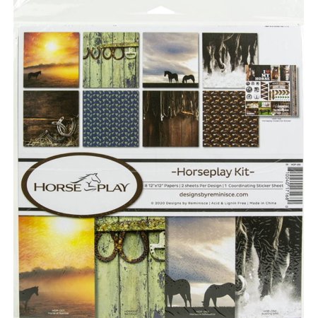 UPC: 0810040171680 | Reminisce Horseplay Scrapbook Collection Kit Paper Crafts  Multi Colored
