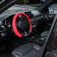 thumbnail image 3 of 15 Inch Steering Wheel Covers, Microfiber Leather and Viscose, Odorless Breathable Anti-Slip Car Steering Wheel Protector Compatible with Most Makes and Models of Cars and Trucks, Red, 3 of 7