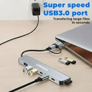7-in-2 USB C Hub, Aluminum Multiport Adapter - with USB C + USB A to USB C, 1 USB 3.0, 4 USB 2.0, 1 USB-C Data, 1 USB-C Charging for PC/Computer/Laptop, Type C - Mac/MacBook/Air/Pro/iPad/Tablet