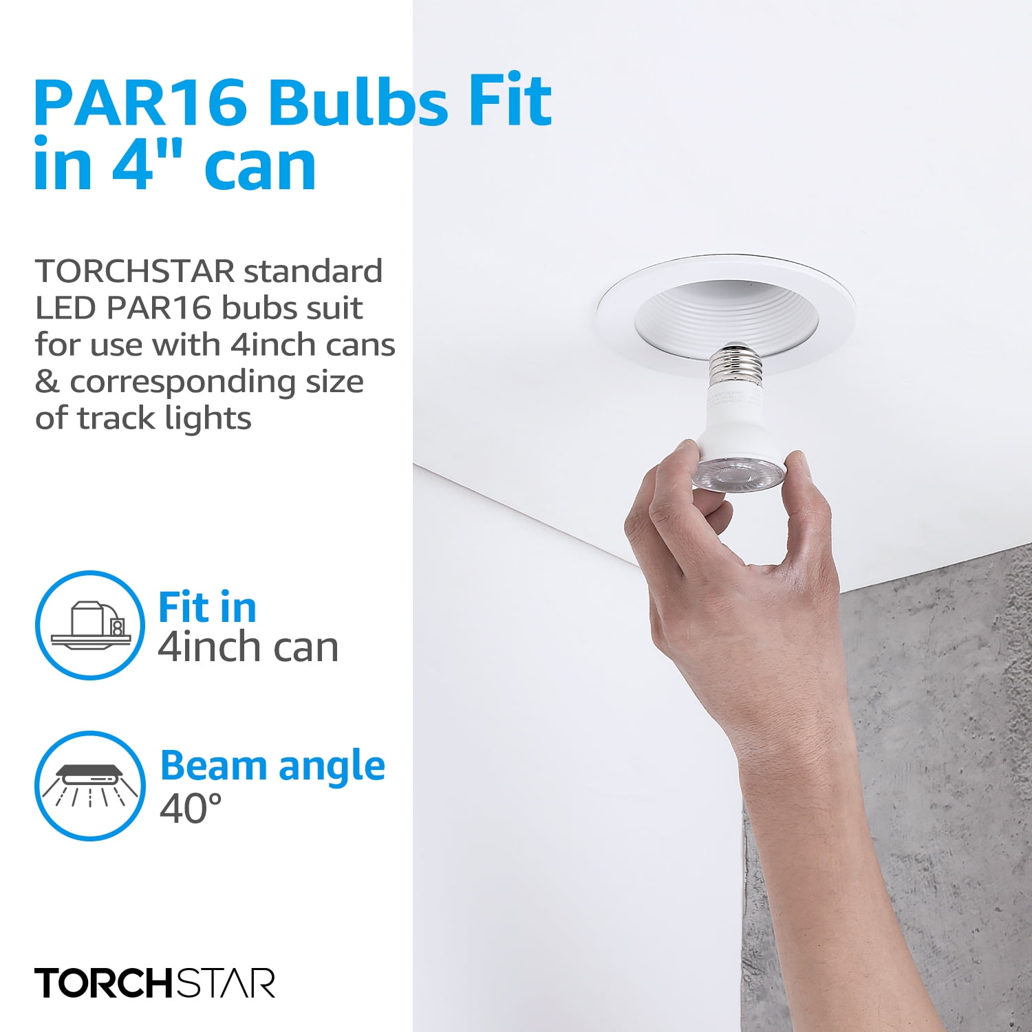 12 Pack PAR16 LED Light Bulbs, 7W(50W Equivalent.), Dimmable, E26 Base