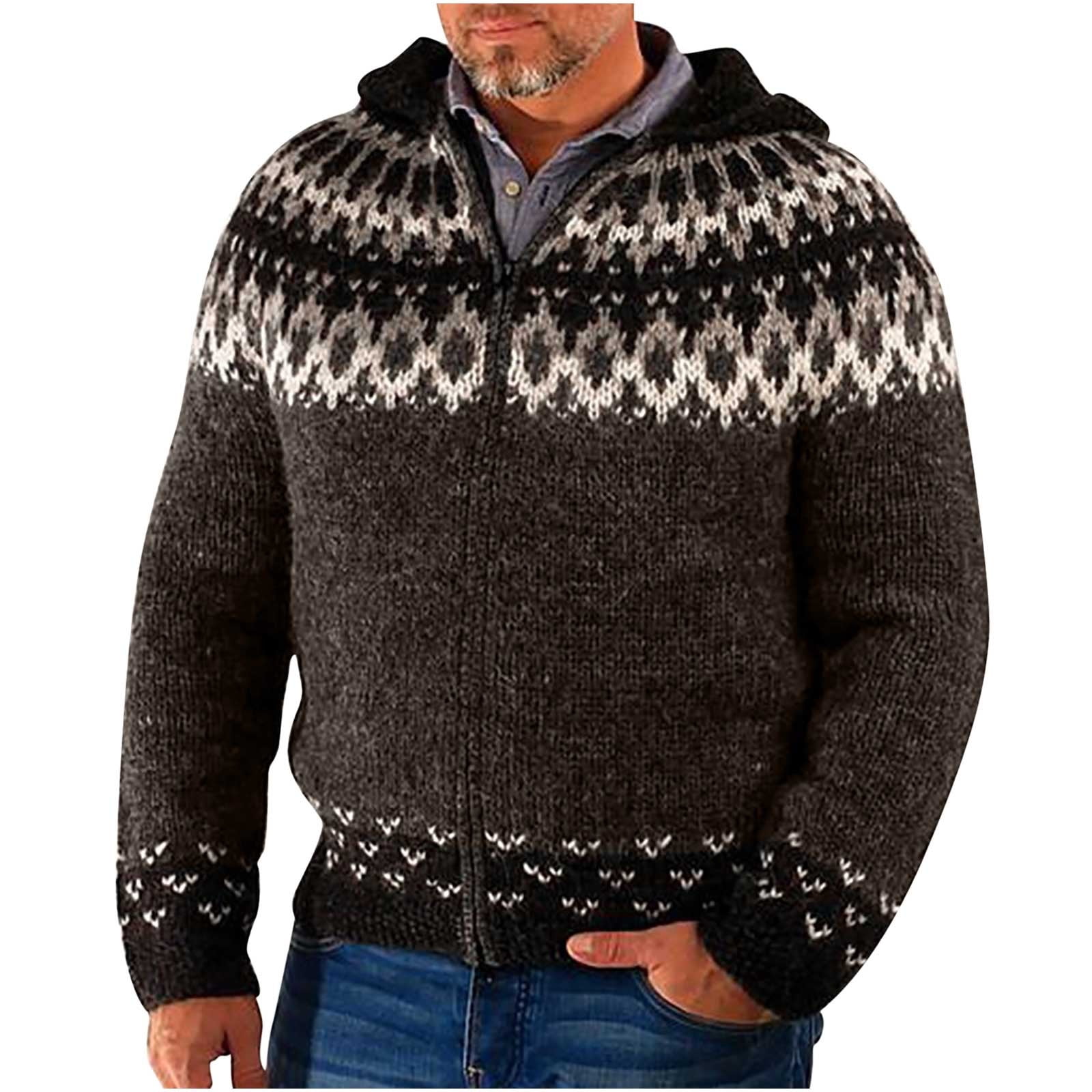 XZNGL Mens Cardigan Sweaters with Zipper Men Casual Zipper