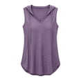 thumbnail image 4 of Qiopertar Womens Tank Tops Hooded V Neck Sleeveless Casual Loose Flowy Lightweight Soft Summer Tops, Purple 3XL, 4 of 7