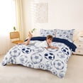 thumbnail image 2 of Castle Fairy Sport Soccer Duvet Cover Queen, Navy Blue White Queen Bedding,Navy Blue Reversible,3-Piece,1 Duvet Cover and 2 Pillowcases, 2 of 6