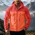 thumbnail image 5 of Sevevn Men Rain Jacket Attached Hood Regular Fit Waterproof Shell Fabric Full Zip Dual Chest Zip Pockets Arm Zip Pocket Cuffs Drawstring Hem For Hiking Wear, 5 of 9