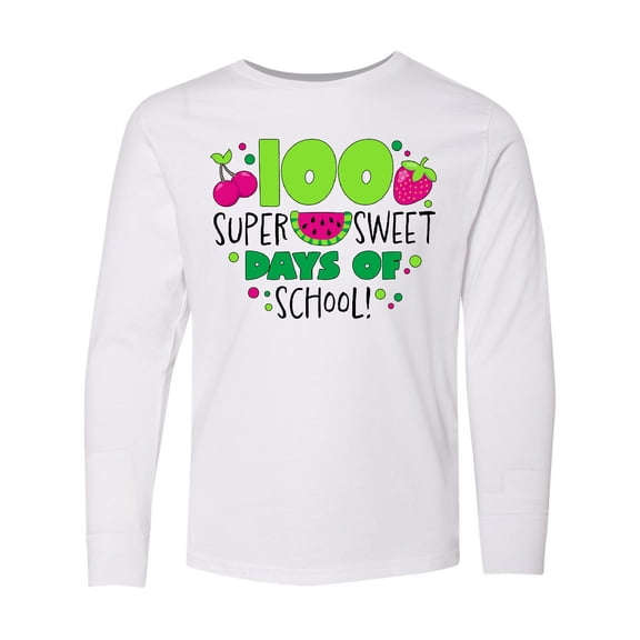 Inktastic One Hundred Super Sweet Days of School Long Sleeve Youth T-Shirt