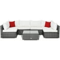 thumbnail image 2 of Gymax 7PCS Patio Rattan Sectional Sofa Set Outdoor Furniture Set w/ Off White Cushions, 2 of 10