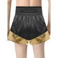 thumbnail image 6 of Hansber Kids Boys Girls Metallic Trim Martial Arts Boxer Training Outfit Boxing Robe And Sides Slit Shorts Set Black Gold 12, 6 of 6